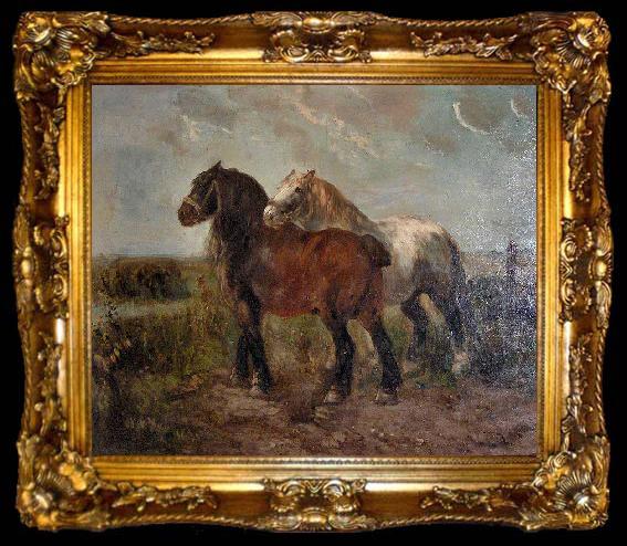 framed  unknow artist Brabant draught horses, ta009-2